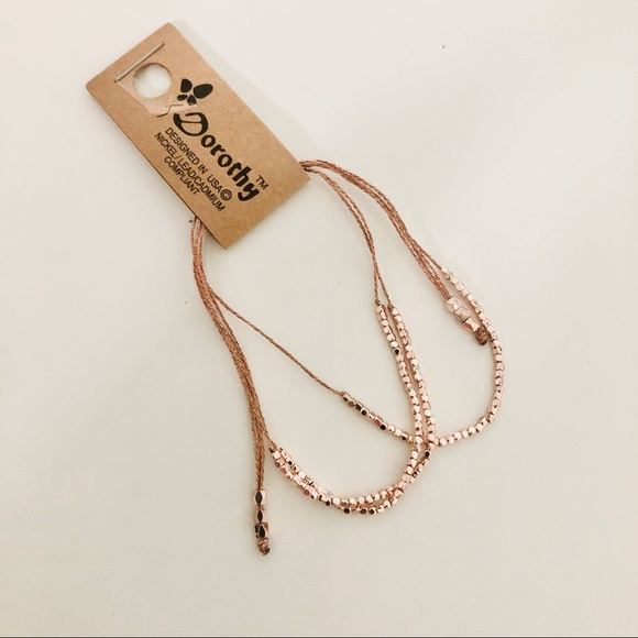 NWT Rose Gold Adjustable Bracelet with Beads - Picture 4 of 7